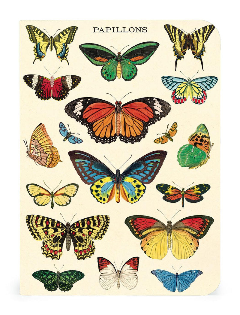 Cavallini - Set of 3 Mini Notebooks - Butterflies/Papillons - Lined, Blank & Graph Interiors