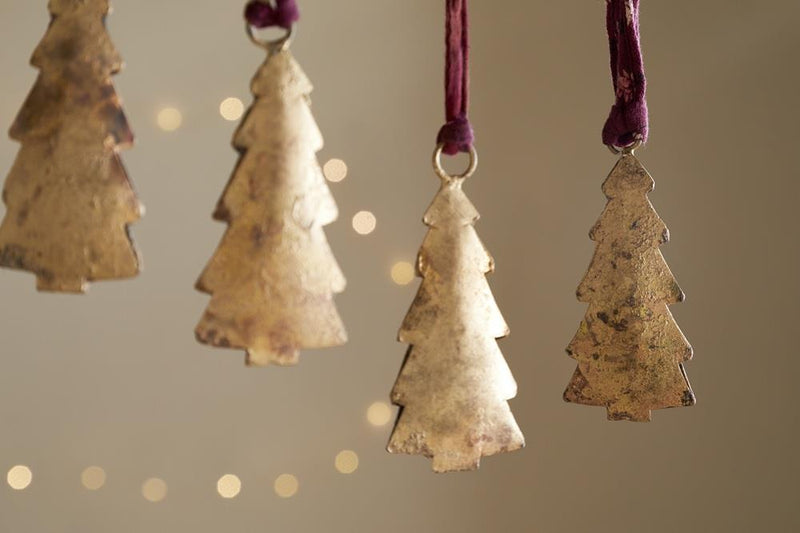 Mishti - Christmas Tree Baubles - Antique Brass - Set of 4 - MB9201 - Nkuku