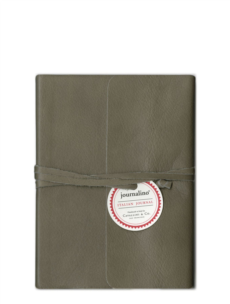 Cavallini - Slim Grey Leather Journalino - Small 5x7ins or Medium 6x8ins - 128 Lined Pages