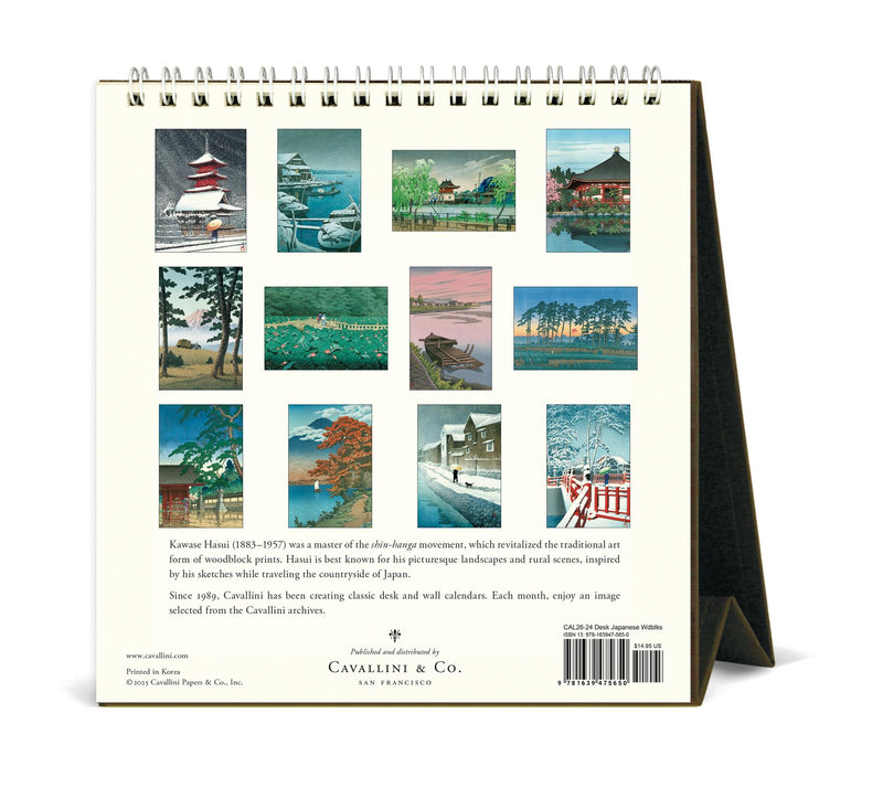 Cavallini - 2026 Desk Calendar - 6 x 6.5ins - Japanese Woodblocks