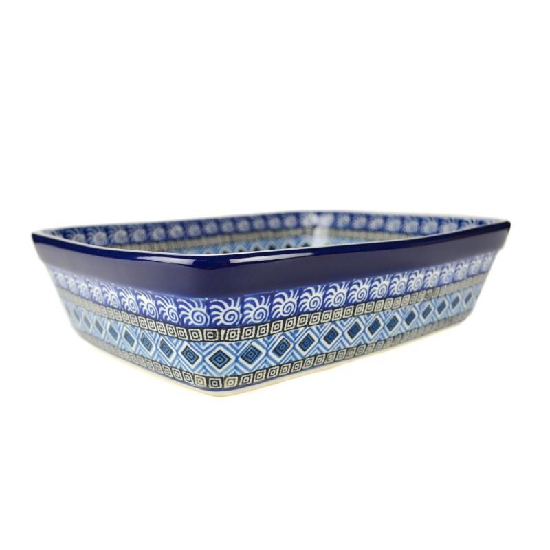 Lasagne Dish - Blue Mosaics - 25 x 19.5 x 6.5cms - 0404-1917X - Polish Pottery