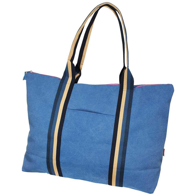 Lua - Thick Cotton Canvas Overnight/Weekend/Cabin Bag - French Blue - 60 x 41cms