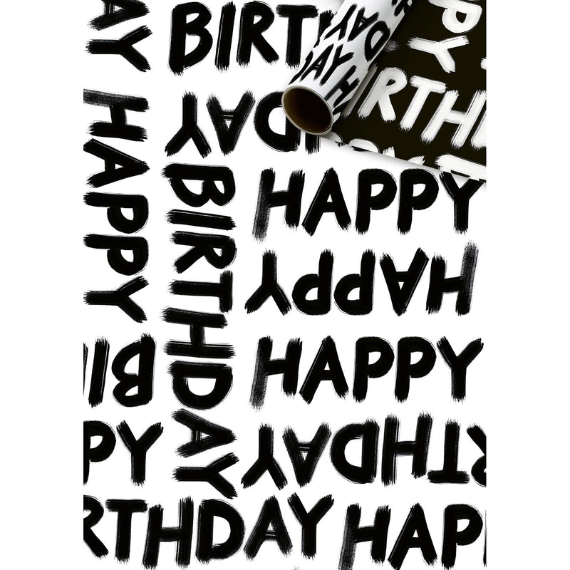 Funny Day - Black & White/Happy Day/Blue Happy Birthday - Roll Wrap 2m
