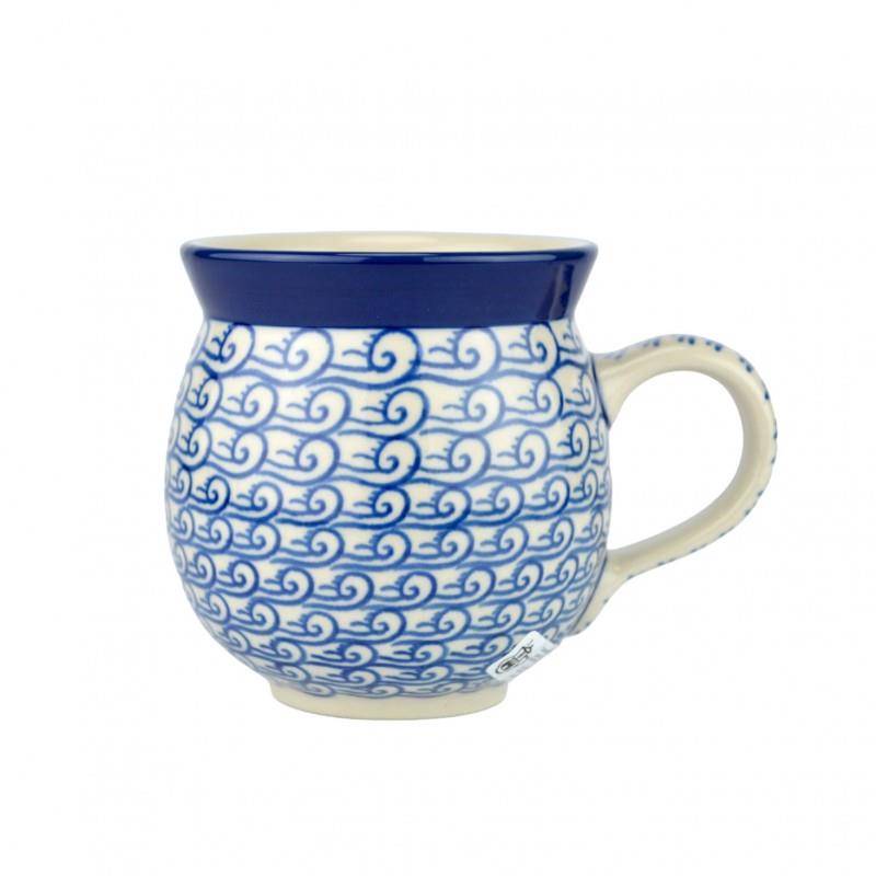 Medium Round Mug - Blue Waves - 350ml - 0070-2530X - Polish Pottery