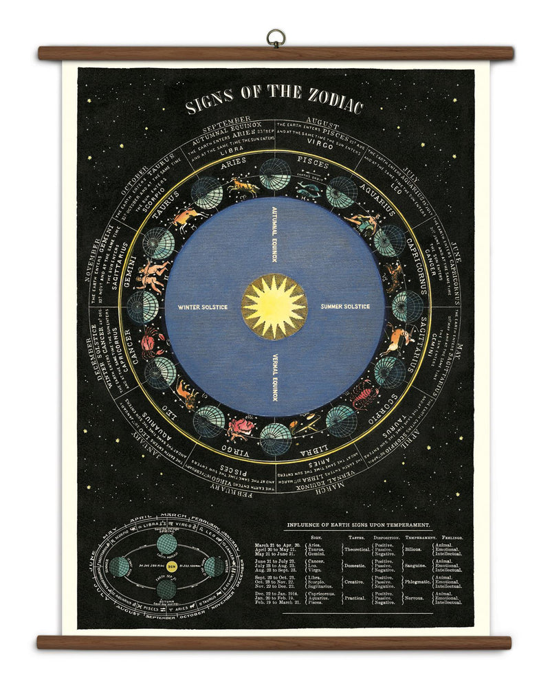 Cavallini - Vintage School Chart - Ready To Hang - 70 x 100cms - Signs Of The Zodiac