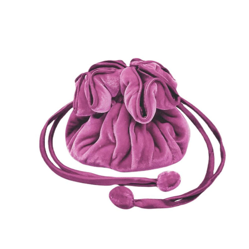 Lua - Round Velvet Draw-Pull Jewellery Pouch - Lilac/Pink - 12x9.5cms