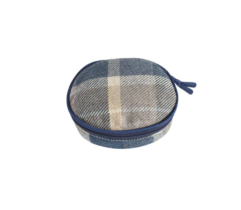 Earth Squared - Oval Jewellery Pouch - Bass Tweed Wool - Navy Blue - 10x10x5cms