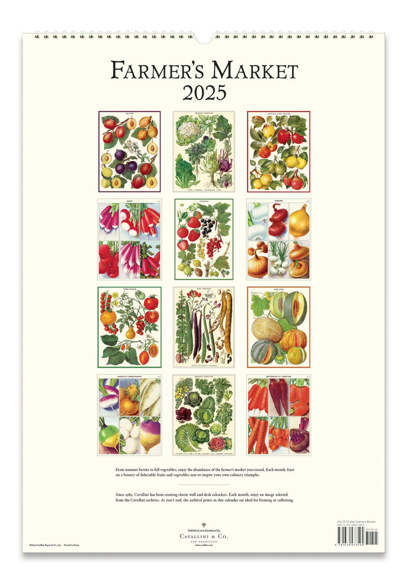 Cavallini - 2025 Wall Calendar - 13 x 19ins - Farmer&