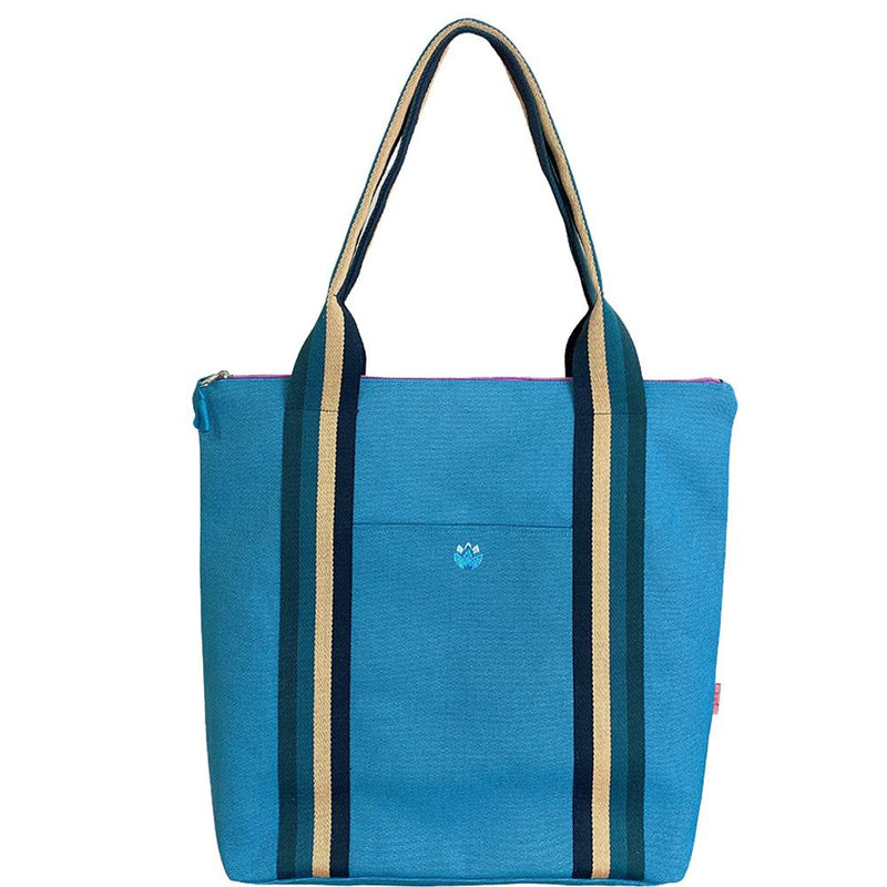 Lua - Thick Cotton Canvas Tote Shopping Bag - French Blue - 42 x 35cms