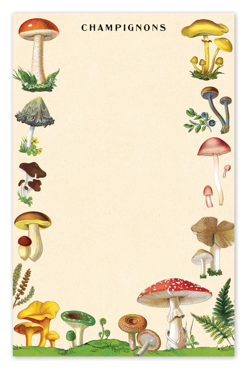 Cavallini - Notepad - Champignons/Mushrooms - 100 Sheets/17x11cms