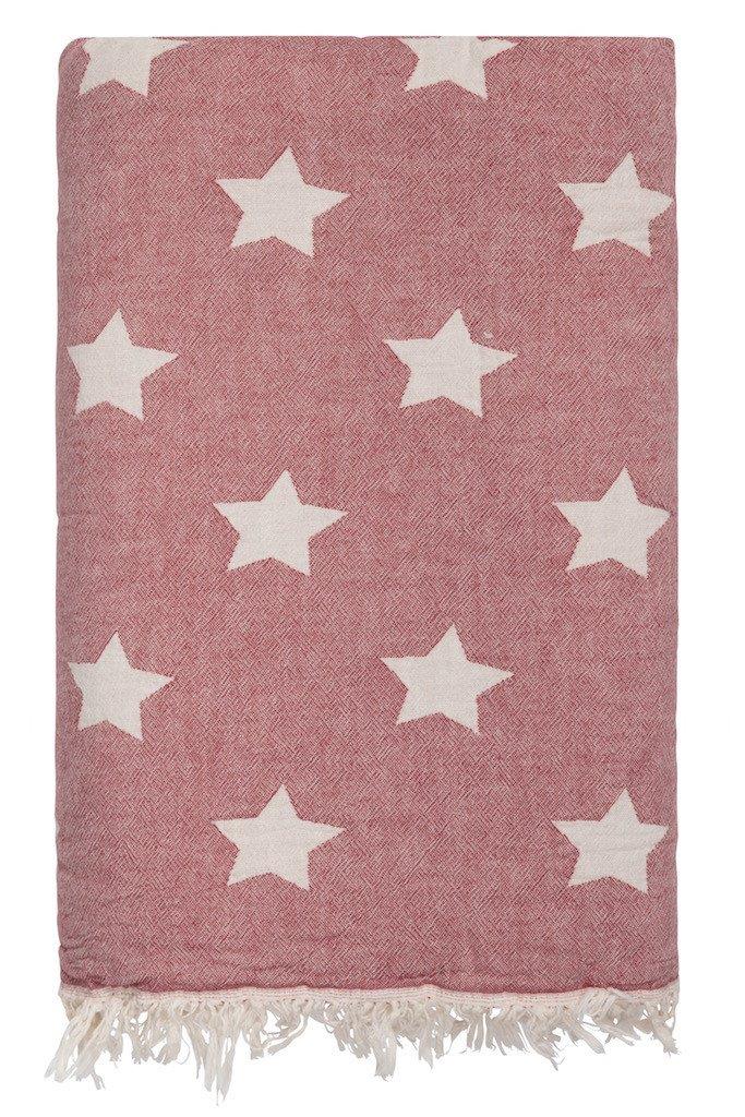 Blanket Throw With Fleece - Star - Bordeaux - Ailera 120x170cms