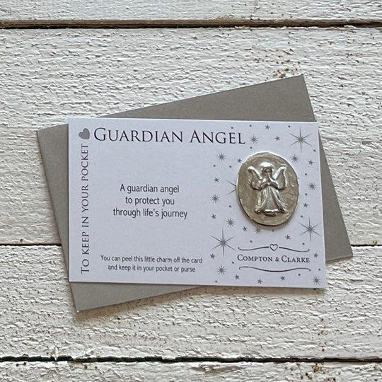 Guardian Angel To Protect - Pocket Charm - Pewter Angel