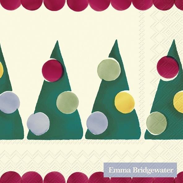 Emma Bridgewater - 20 x Cocktail Napkins/Serviettes - 25 x 25cms - Polka Christmas Trees