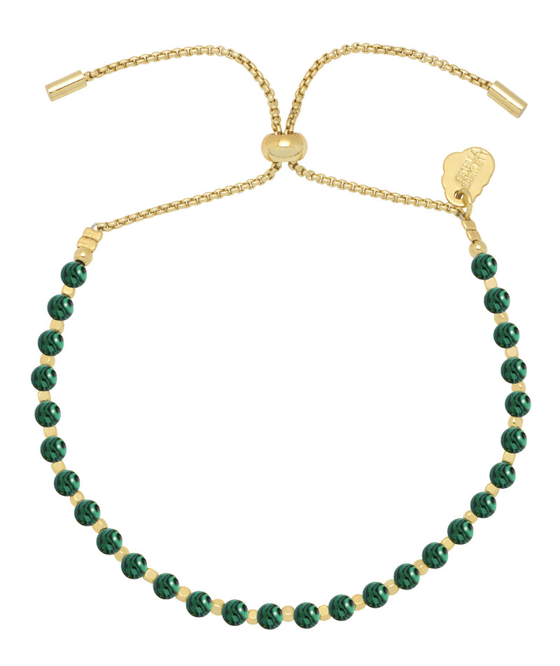 Amelia Gemstone Bracelet - Positivity - Malachite - Green & Gold Plated - Estella Bartlett