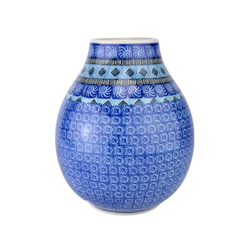 Flower Vase - Blue Mosaics - 19.5cms - F15-1917 - Polish Pottery