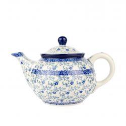 Medium Teapot - Tiny Blue Flowers - 0.9 Litre - 0264-1952X - Polish Pottery