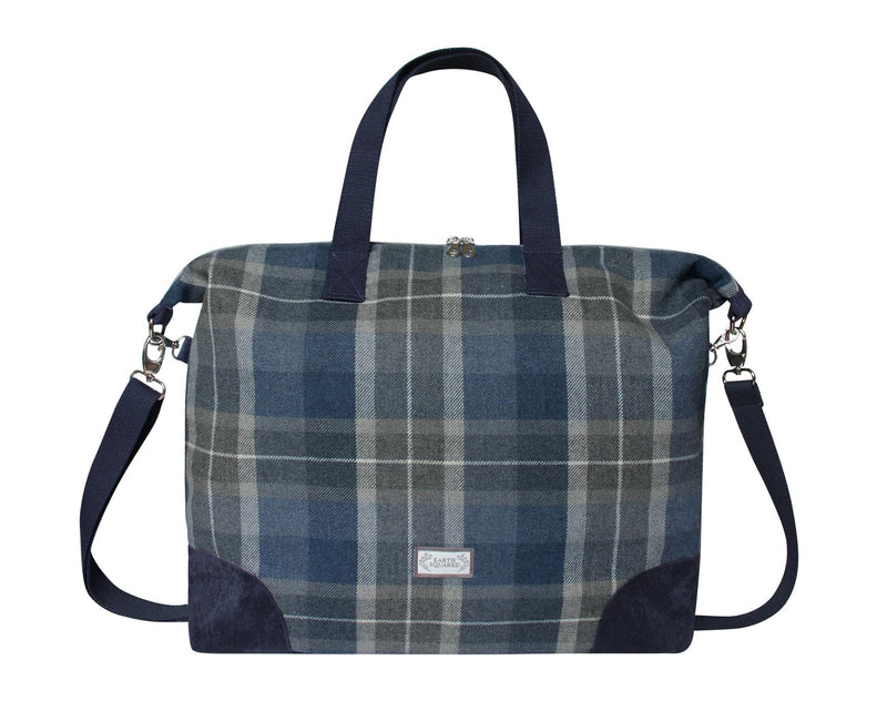 Earth Squared - Tweed Weekend Bag/Cabin Bag - Humbie Tweed Wool - Blue & Grey - 57x40x18cms