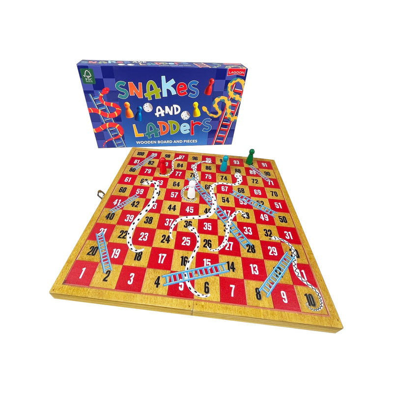Snakes & Ladders Set - Wooden Board & Pieces - Lagoon Group