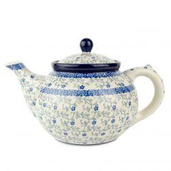 Large Teapot - Tiny Blue Flowers - 1.2 Litre - 0060-1952X - Polish Pottery