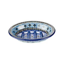 Soap Dish With Holes - Blue Mosaics - 0879-1917X - Polish Pottery