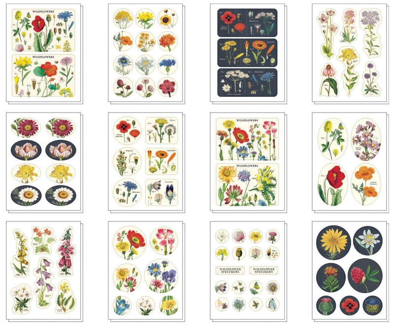 Cavallini - Tin of Decorative Stickers/Labels - Wildflowers