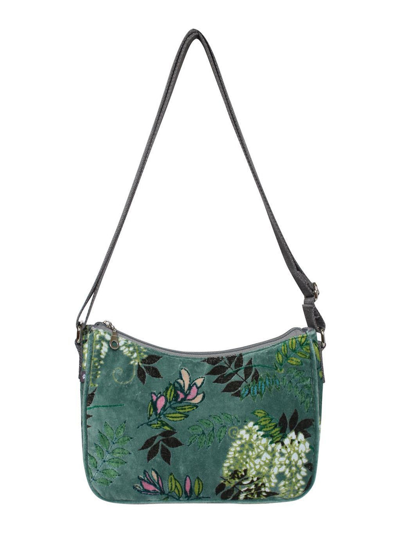Earth Squared - Emily Shoulder/Messenger Bag - Botanical Velvet - Jade Green - 28x18x10cms