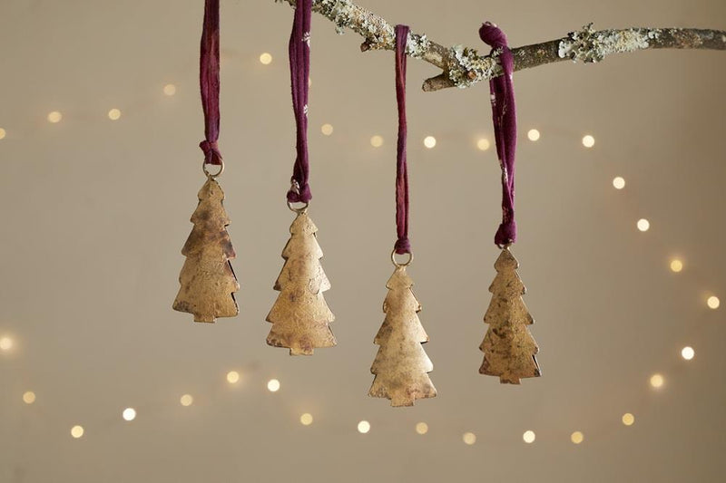 Mishti - Christmas Tree Baubles - Antique Brass - Set of 4 - MB9201 - Nkuku