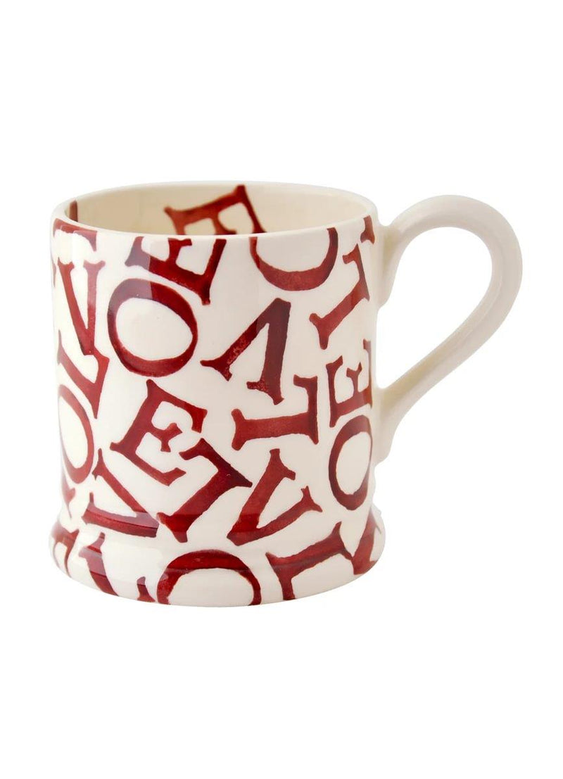 Emma Bridgewater - Half Pint Mug (300ml/1/2pt) - 9.3x8.2cms - Polka Red Love - L O V E