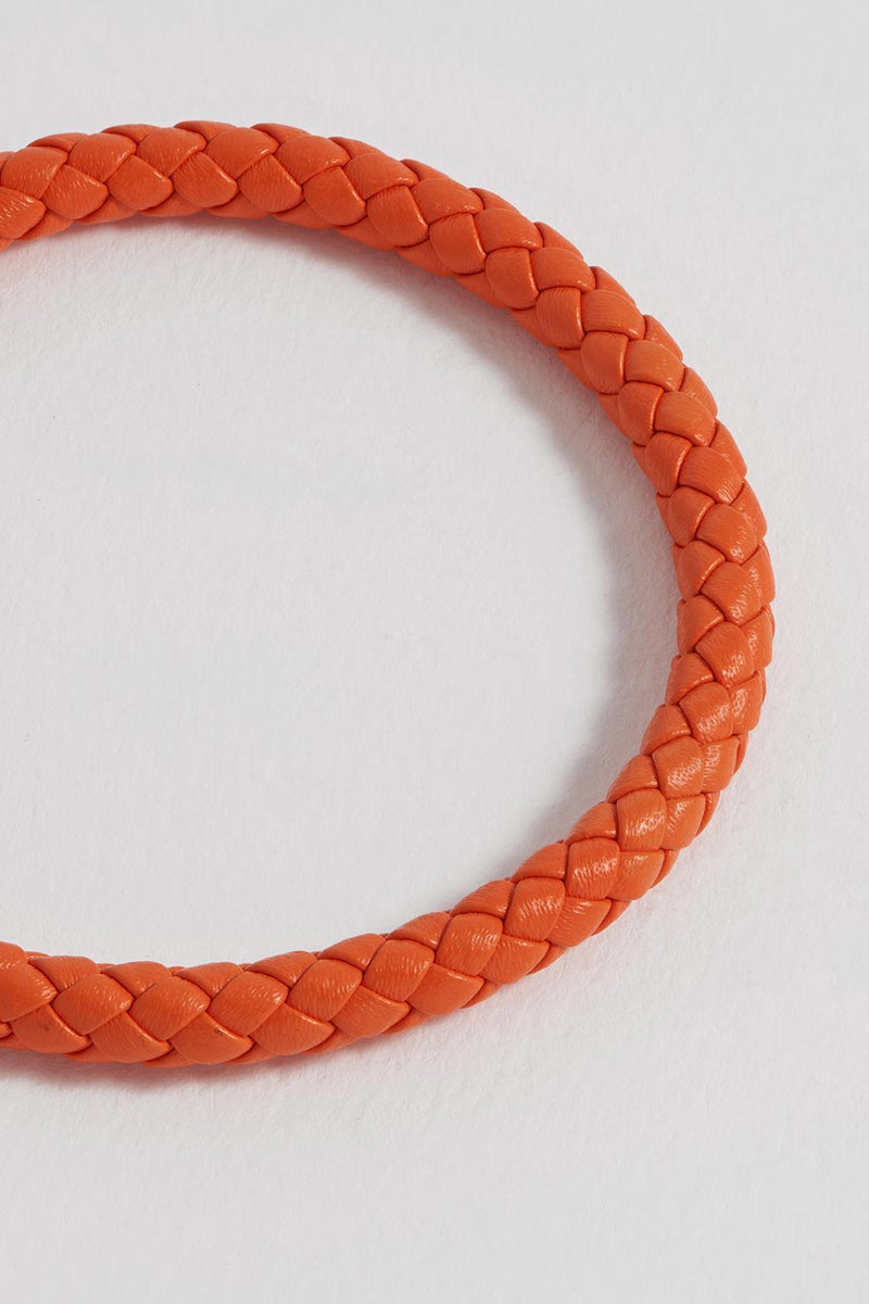 Plaited Leather & Stainless Steel Bracelet - Orange - Gift Boxed - Bartlett For Men