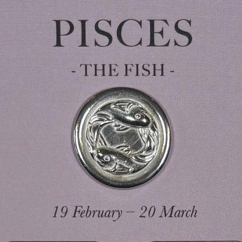Pisces The Fish (19 Feb - 20 Mar) - Zodiac Lucky Pocket Charm - Pewter Token - Compton & Clarke