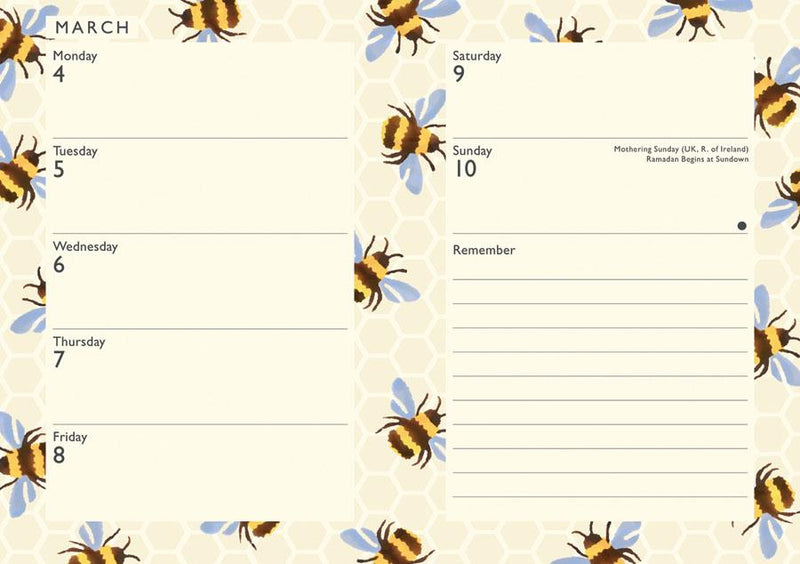 Emma Bridgewater - 2024 A6 Week To View Diary - Bumblebees/Be Your Best Self