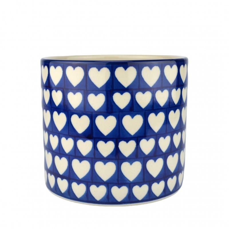 Utensils Jar/Plant Pot - Hearts - 12 x 13cms - 0361-0375JX - Polish Pottery