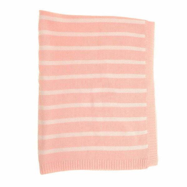 Pink & White Stripes Reversible Blanket - 100% Cotton - 75 x 100cms - Ziggle