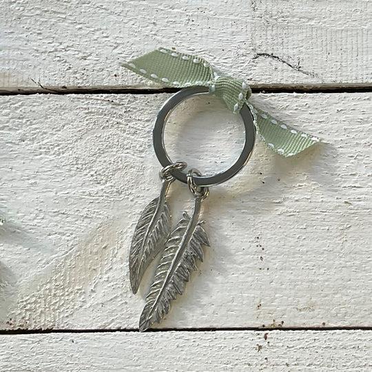 Two Feathers - Pewter Keyring - 7.5cms - Compton & Clarke