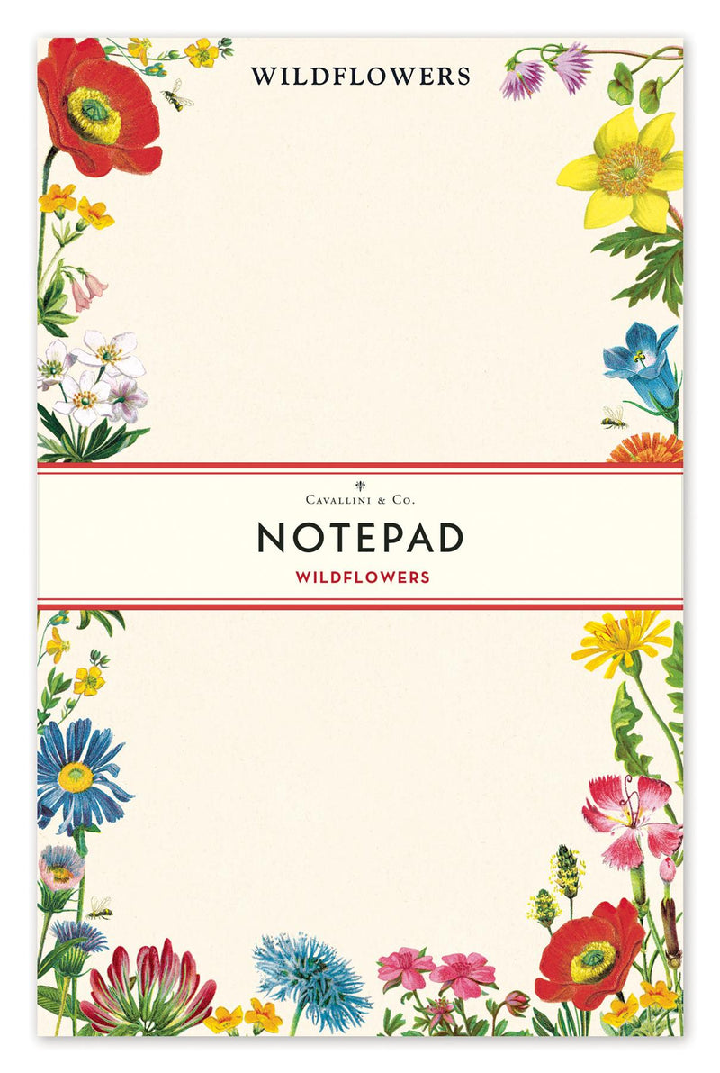 Cavallini - Notepad - Wildflowers - 100 Sheets/17x11cms