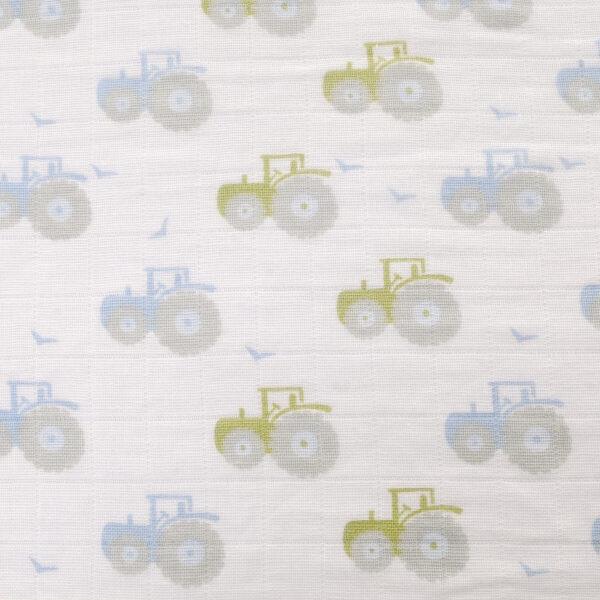 Muslins - Dinosaurs/Puppy Dogs/Tractors - Blues - Pack of 3/70x70cms - Suitable From Birth - Ziggle