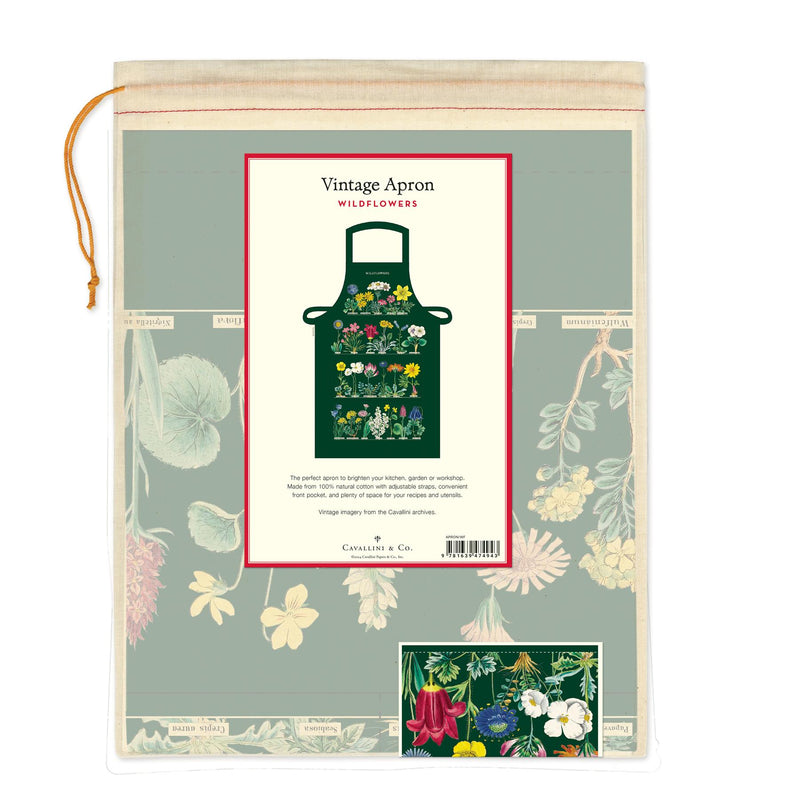 Cavallini - 100% Natural Cotton Vintage Apron - 48x80cms - Wildflowers