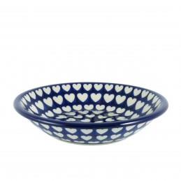 Pasta Plate/Soup Bowl - Hearts - 0026-0375JX - 21.5 x 4.5cms - Polish Pottery