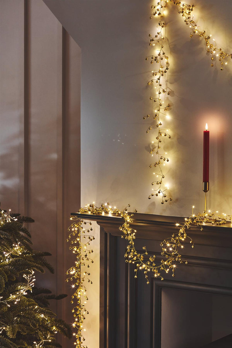 Golden Bells  Garland - 80 LED Indoor Light Chain - Mains Powered