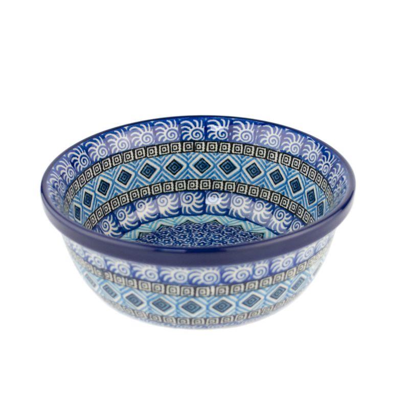 Pasta/Cereal Bowl - Blue Mosaic - 0209-1658X - 15.5 x 6.5cms - Polish Pottery