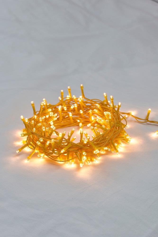Pin Lights - 200 LED Indoor/Outdoor Yellow Light Chain - Mains Powered