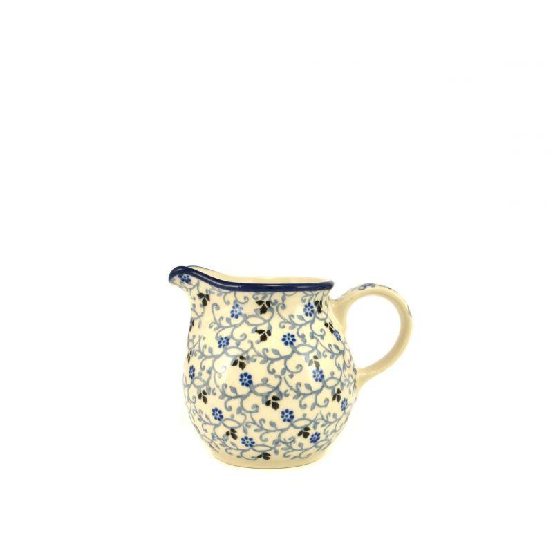 Creamer Milk Jug - Blue/Black Tiny Flowers - 200ml - 0286-1991X - Polish Pottery
