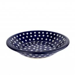 Pasta Plate/Soup Bowl - Blue Eyes/Blue With White Spots - 0026-0070AX - 21.5 x 4.5cms - Polish Pottery