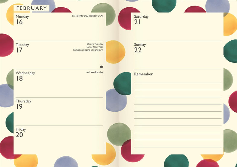 Emma Bridgewater - 2026 A6 Week To View Diary - Big Polka Dots