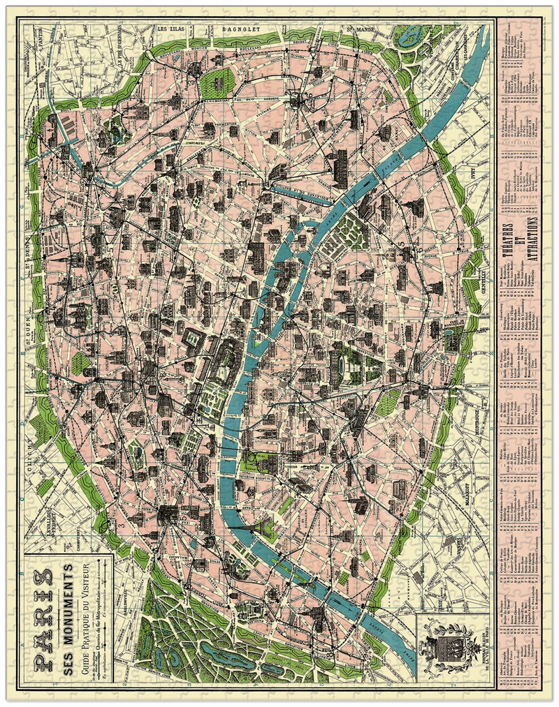 Cavallini - Vintage Jigsaw Puzzle - 1000 Pieces - 55x70cms - Map of Paris