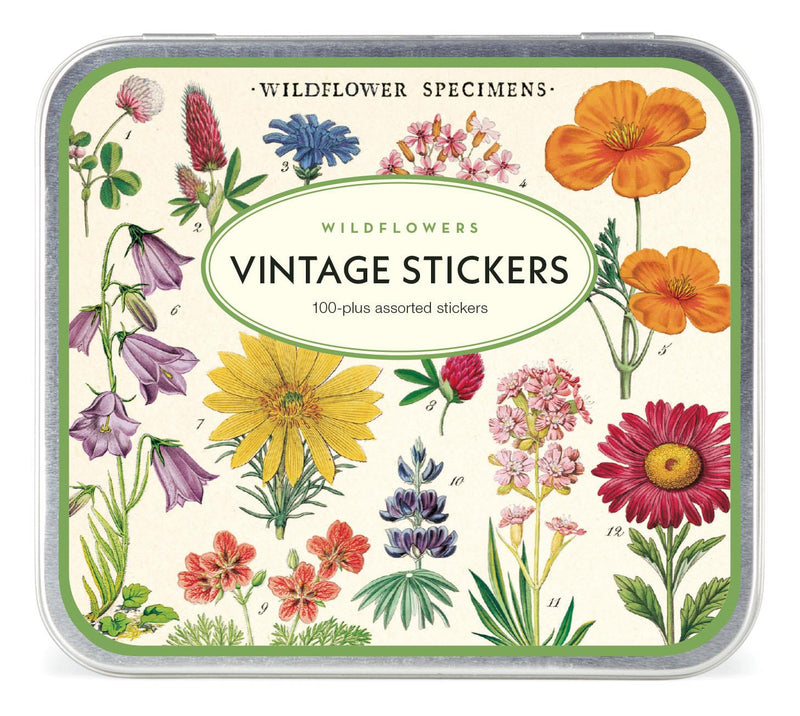 Cavallini - Tin of Decorative Stickers/Labels - Wildflowers