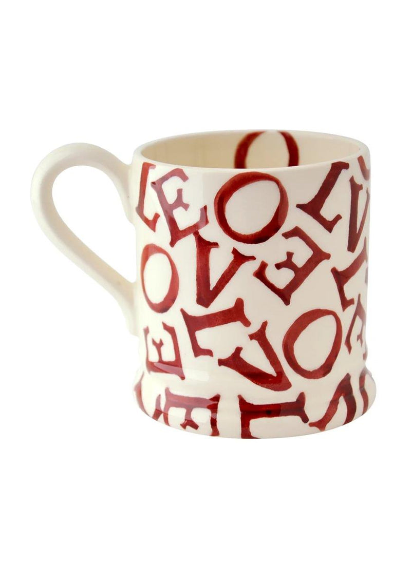 Emma Bridgewater - Half Pint Mug (300ml/1/2pt) - 9.3x8.2cms - Polka Red Love - L O V E