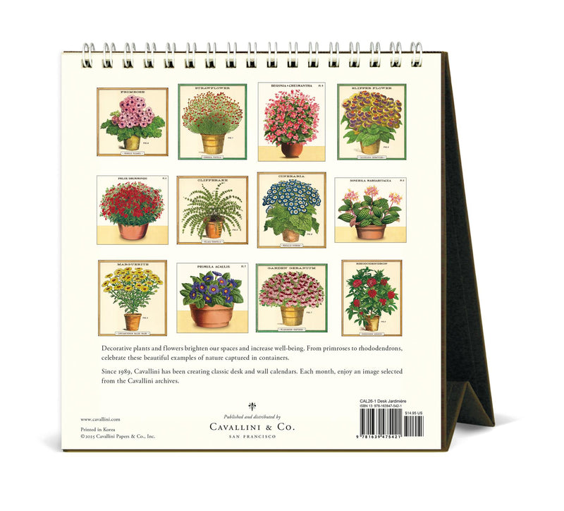 Cavallini - 2026 Desk Calendar - 6 x 6.5ins - Jardiniere/Potted Plants