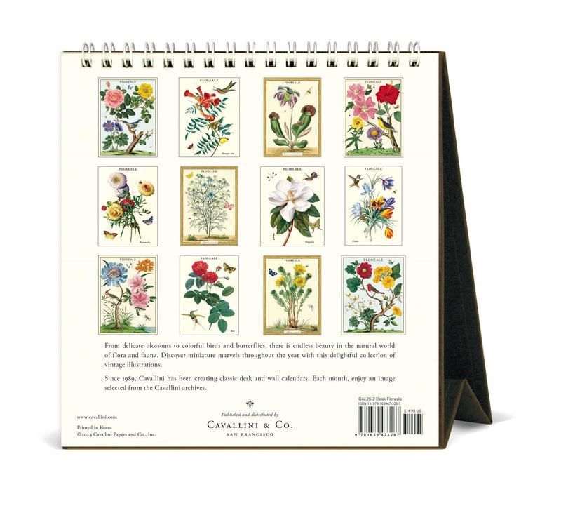 Cavallini - 2025 Desk Calendar - 6 x 6.5ins - Floreale