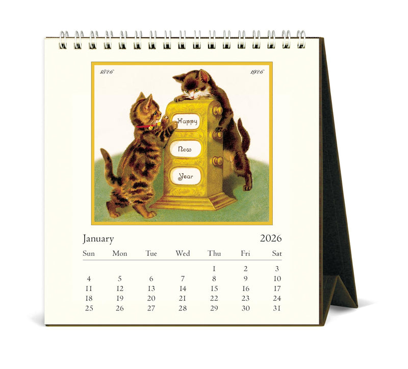 Cavallini - 2026 Desk Calendar - 6 x 6.5ins - Vintage Cats